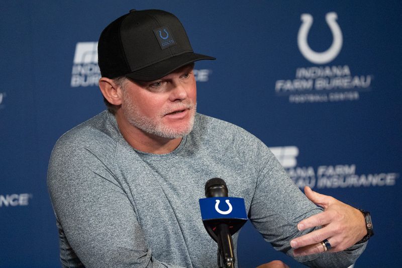 Indianapolis Colts General Manager Chris Ballard speaks with media Thursday, Jan. 8, 2026, at the Colts practice facility in Indianapolis.
