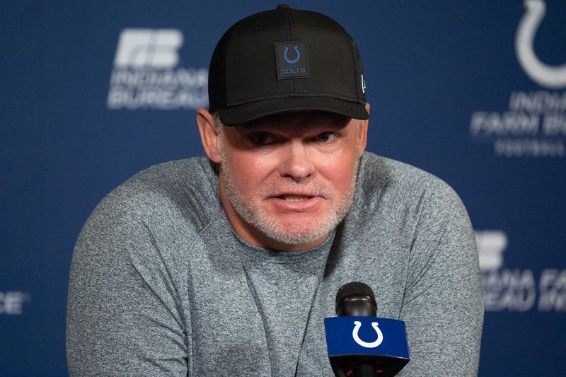 Indianapolis Colts General Manager Chris Ballard speaks with media Thursday, Jan. 8, 2026, at the Colts practice facility in Indianapolis.
