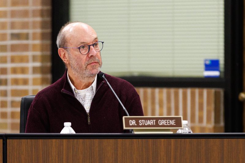 Stuart Greene, president of the South Bend Community School Corp., during a board meeting at Brown Administration Building on Monday, Jan. 12, 2026, in South Bend.