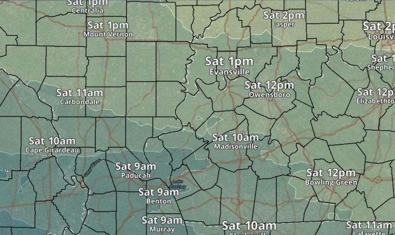 A graphic from the National Weather Service shows the potential timeline for accumulating snow across the Tri-State. A winter storm could dump as much as a foot of snow on Evansville between Saturday, Jan. 24, and Sunday, Jan. 25.