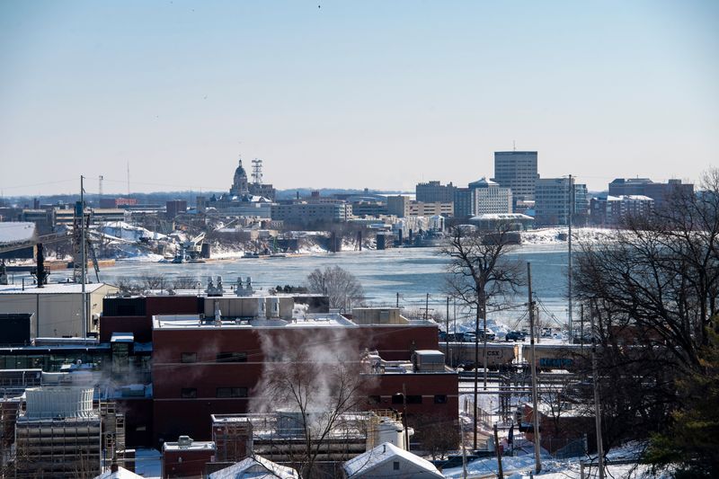 The view of a snow covered Evansville, Ind., from the top of Reitz Hill Tuesday, Jan. 27, 2026.