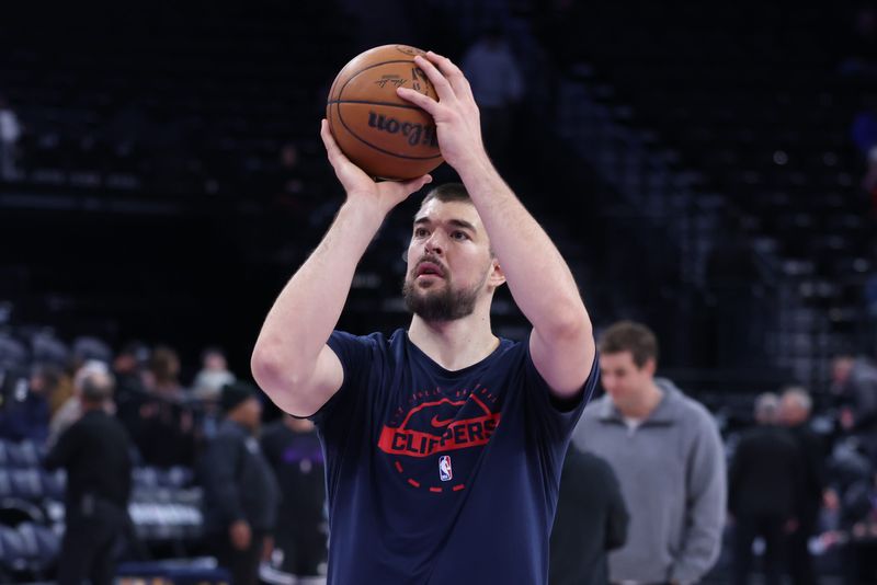 Jan 27, 2026; Salt Lake City, Utah, USA; LA Clippers center Ivica Zubac (40) warms up before the game against the Utah Jazz at Delta Center. Mandatory Credit: Rob Gray-Imagn Images