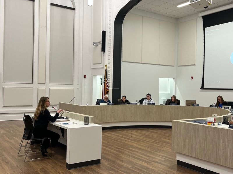 West Lafayette Mayor Erin Easter addresses the city council Monday night, Feb. 2. Earlier, council members read a letter in support of immigrants within the community.