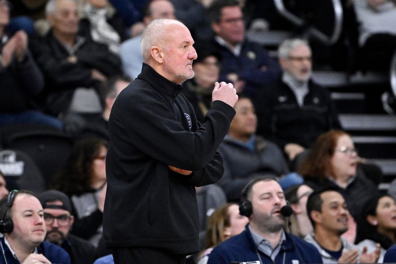 Feb 4, 2026; Providence, Rhode Island, USA; Butler Bulldogs head coach Thad Matta looks on during the second overtime period against the Providence Friars at Amica Mutual Pavilion. Mandatory Credit: Eric Canha-Imagn Images