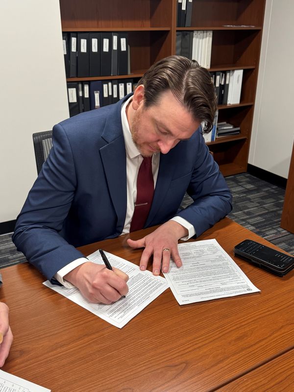 Philip Foust, the town of Speedway's clerk-treasurer and a former attorney in the Marion County Prosecutor's Office, files to run for election as Marion County prosecutor in 2026.