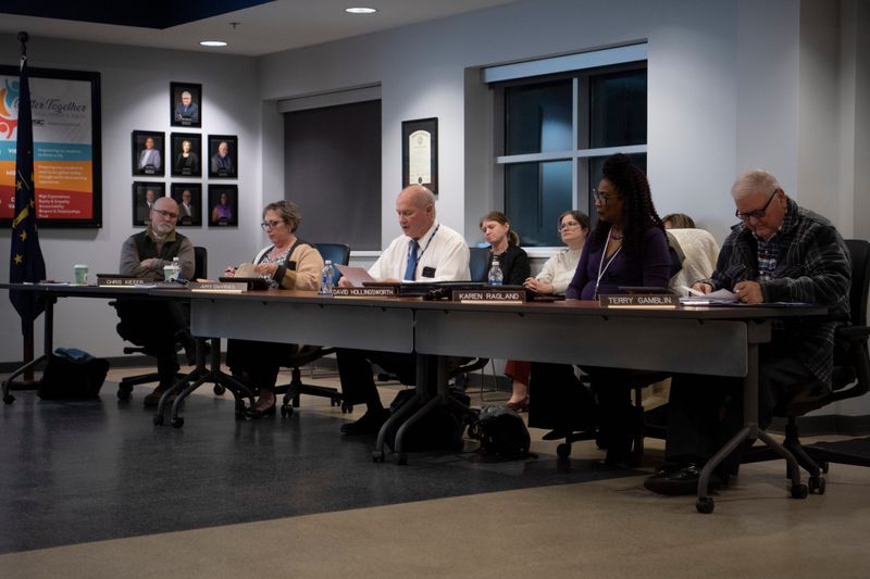 The Evansville Vanderburgh School Corporation Board of School Trustees hold a meeting at the EVSC Administration Building at 951 Walnut Street in Evansville, Ind., Monday, Feb. 9, 2026.