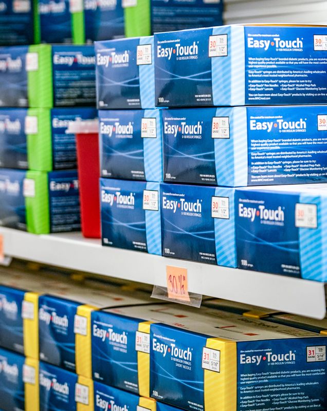 Needles used in the needle exchange program at the Damien Center (26 N Arsenal Ave.) are stacked neatly on Wednesday, Feb. 11, 2026, in Indianapolis
