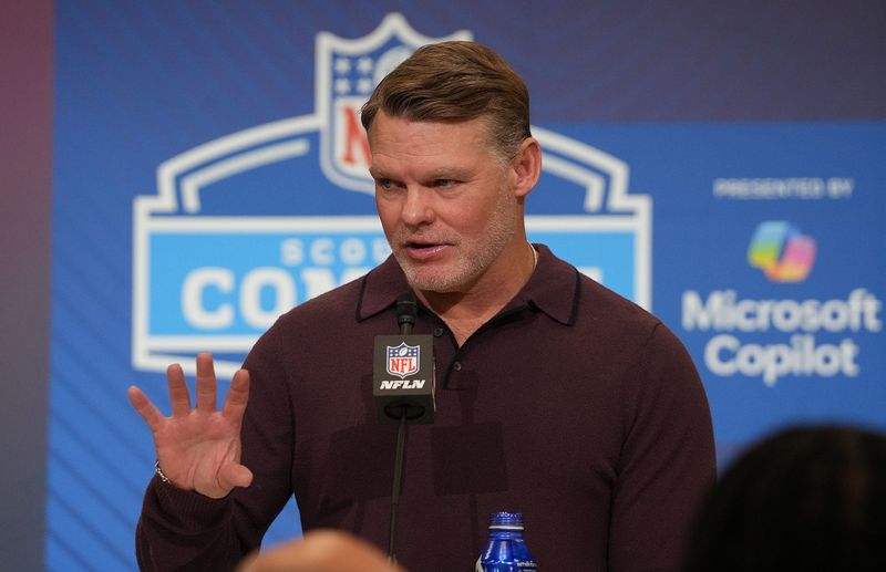 Indianapolis Colts general manager Chris Ballard meets with the media at the 2026 NFL Combine.