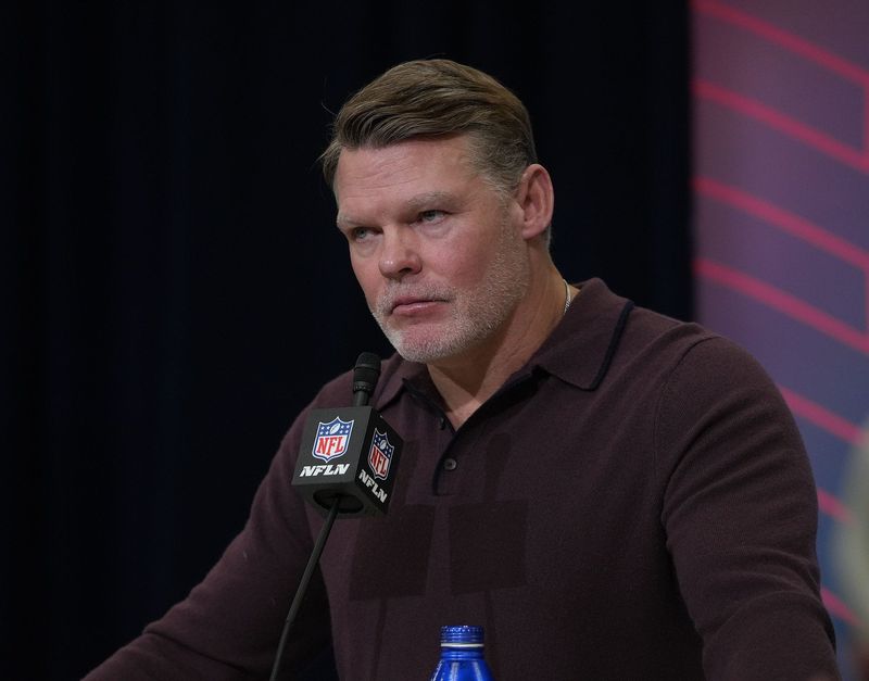 Indianapolis Colts general manager Chris Ballard meets with the media at the 2026 NFL Combine.