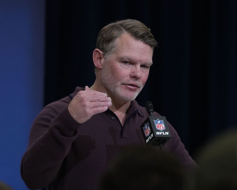 Indianapolis Colts general manager Chris Ballard meets with the media at the 2026 NFL Combine.