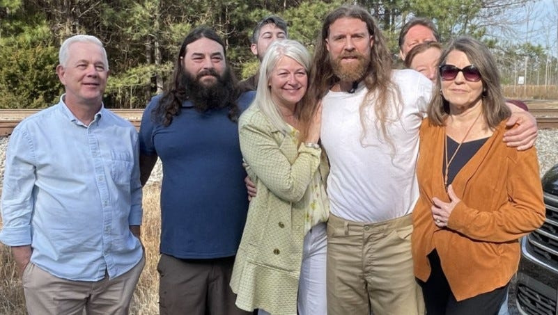 Bloomington native Dusty Turner on March 5, 2026, with his family upon his release from a Virginia prison after 30 years behind bars for helping a fellow Navy SEAL dispose of a 21-year-old woman's body after the other man killed her.