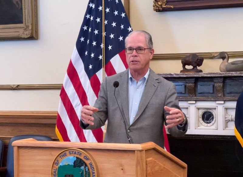 Gov. Mike Braun discusses utility affordability during a press conference on Mar. 9, 2026.
