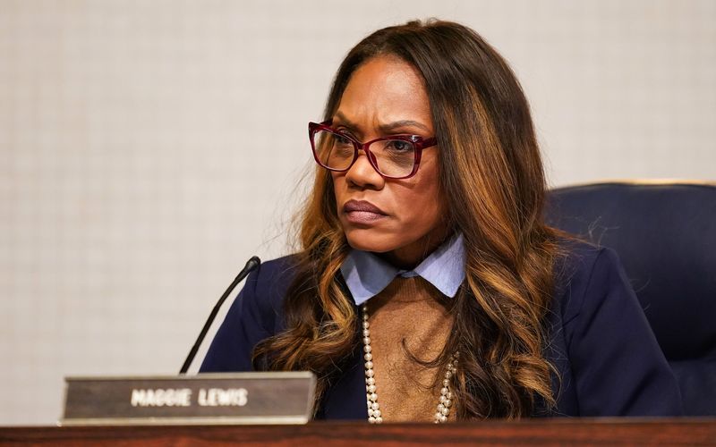 Council President Maggie Lewis listens to speakers on Tuesday, March 17, 2026, during an Indianapolis City-County Council committee meeting at the City-County Building in Indianapolis.