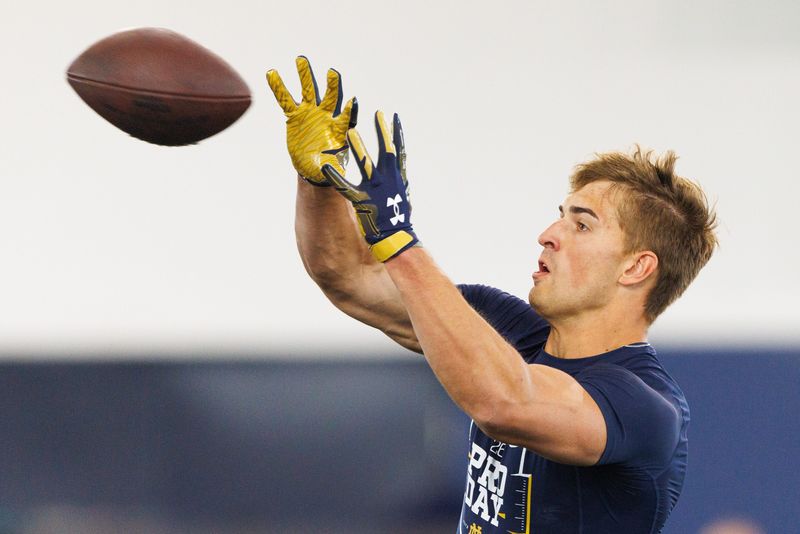 Tight end Eli Raridon during Notre Dame football's Pro Day at Irish Athletic Center on Tuesday, March 24, 2026, in South Bend.