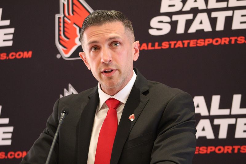 Ball State basketball coach Chris Capko speaks at his introductory press conference on Tuesday, March 24, 2026.