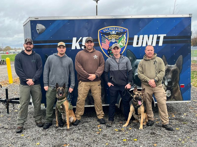Frankfort Police Sgt. Ethan Cunningham, second from right, was certified as a North American Police Working Dog Association (NAPWDA) patrol team in 2024. The dog he is pictured with, Rocco, is not in his care, Frankfort Police Chief Scott Shoemaker said.