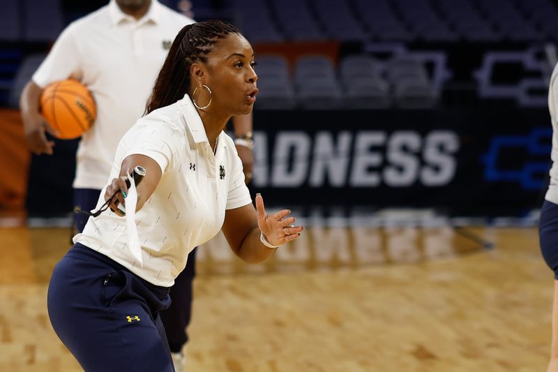 Mar 26, 2026; Fort Worth, TX, USA; Notre Dame Fighting Irish head coach Niele Ivey during a practice session ahead of theÊFort Worth Regional of the women's 2026 NCAA Tournament at Dickies Arena. Mandatory Credit: Chris Jones-Imagn Images
