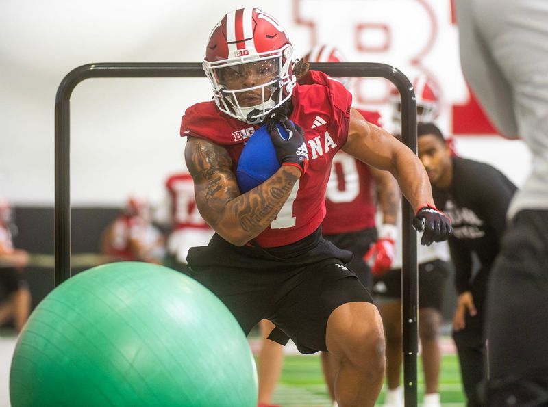 Indiana's Richard Turbo (1) during Indiana University spring football practice on Thursday, March 26, 2026.