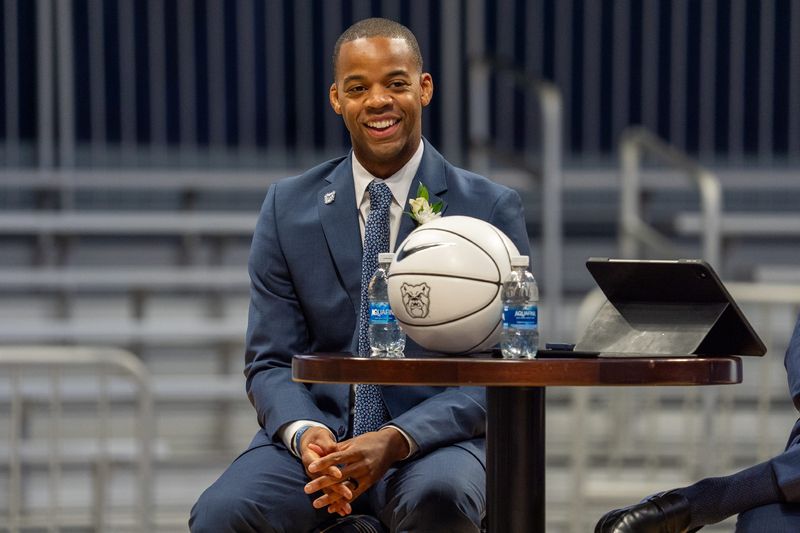 Ronald Nored is introduced as the 25th Butler University men’s basketball coach Friday, March 27, 2026, during a press conference held at Hinkle Fieldhouse in Indianapolis. Nored replaces Thad Matta after his retirement following the 2025-26 season.