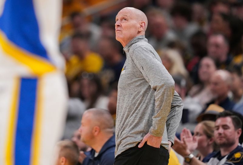 Indiana Pacers head coach Rick Carlisle watches the game from the sidelines Sunday, March 29, 2026, during the game at Gainbridge Fieldhouse in Indianapolis. The Indiana Pacers defeated the Miami Heat, 135-118.