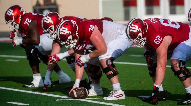 Indiana's Bray Lynch (74) during spring practice at Memorial Stadium on Tuesday, March 31, 2026.