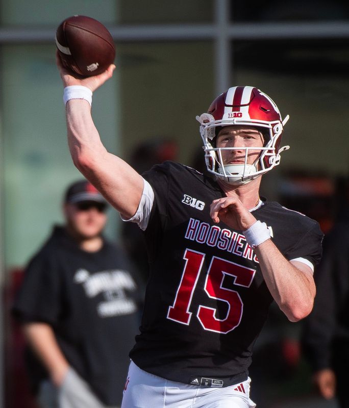 Indiana's Tyler Cherry (15) during spring practice at Memorial Stadium on Tuesday, March 31, 2026.