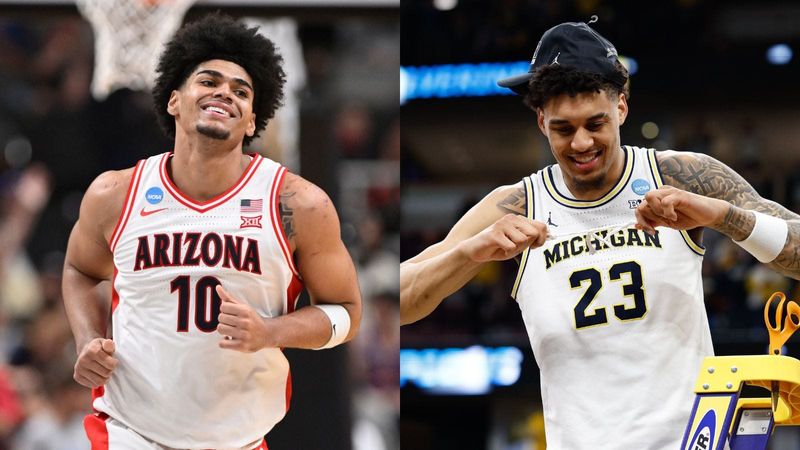 Koa Peat of Arizona (left); Yaxel Lendeborg of Michigan