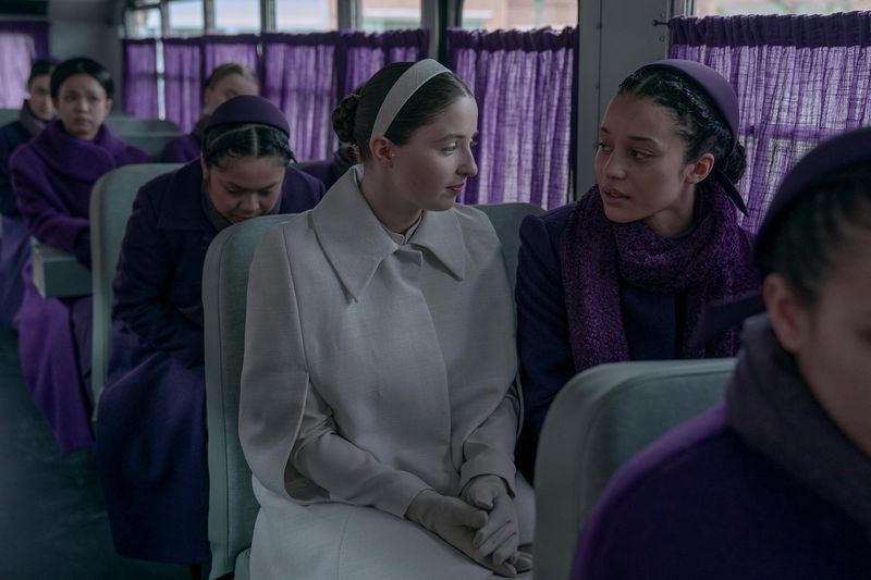 Lucy Halliday as Daisy and Chase Infiniti as Agnes in "The Testaments."