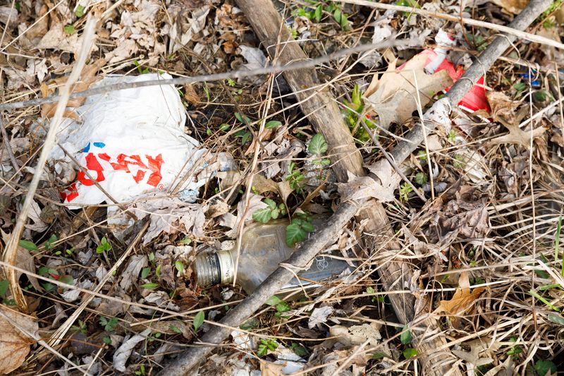 Trash at Portage Manor on Wednesday, April 8, 2026, in South Bend. Volunteers are invited to help pick up trash on the property on Saturday, April 11.
