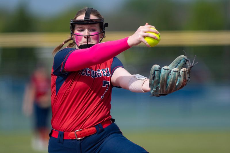 Hamilton Southeastern plays Tecumseh during the third annual Castle Softball Invitational presented by Peoples Bank at Deaconess Sports Park in Evansville, Ind., Friday, April 10, 2026.