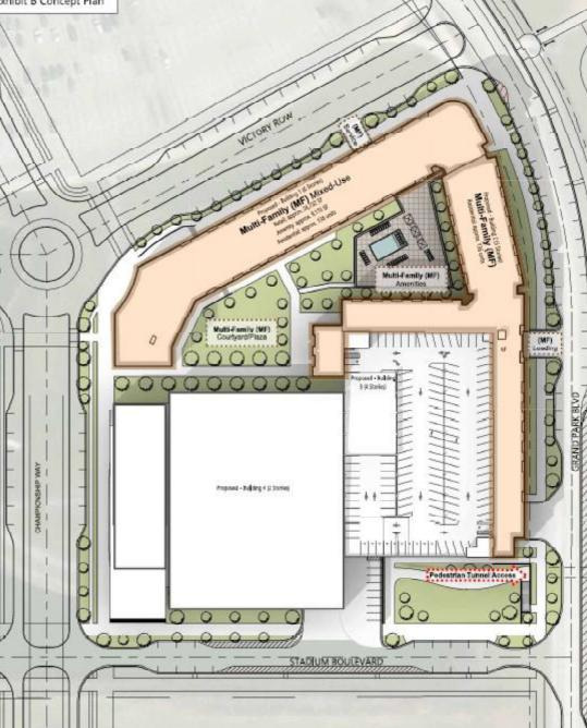 Westfield city councilors approved plans for 272 apartments to be constructed on the west side of Grand Park Boulevard on the Grand Park Sports Campus. The apartments are tied to chunk of development that also includes a plaza, a city parking garage with about 500 spaces and a new headquarters for Ed Carpenter Racing.