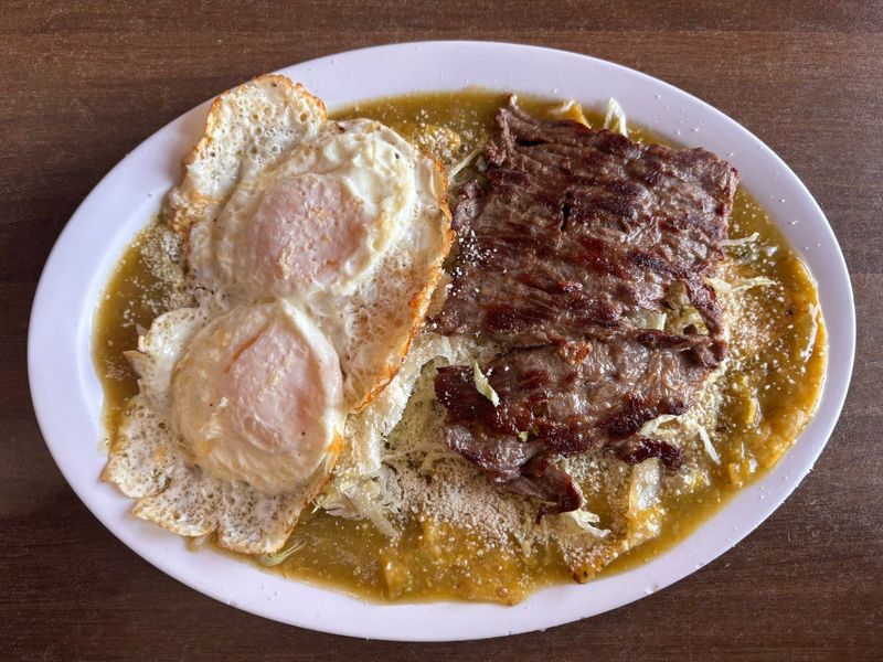 Chilaquiles, a massively popular Mexican breakfast of fried tortillas in salsa, commonly served with eggs, is among the offerings at Antojitos Domy, 7940 Michigan Road. April 21, 2026