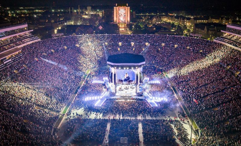 Luke Combs performs April 18, 2026, at Notre Dame Stadium.