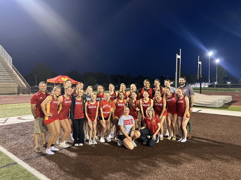 Mater Dei's girls track and field team after winning the 2026 Evansville City Track & Field Meet