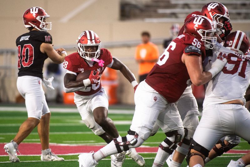 Indiana's Khobie Martin (28) during the Indiana football spring game at Memorial Stadium on Thursday, April 23, 2026.