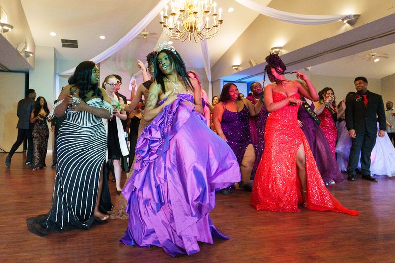 Students dance during Washington High School's prom at The Blue Heron at Blackthorn on Friday, April 24, 2026, in South Bend.