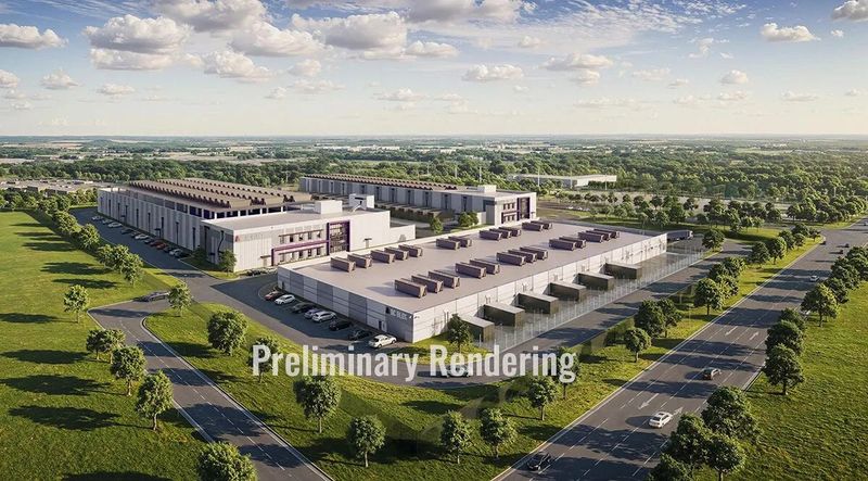 A photo rendering shows the DC BLOX data center development proposed at 305 Fintail Drive, a lot at the Thunderbird Commerce Center just east of the Irvington neighborhood.