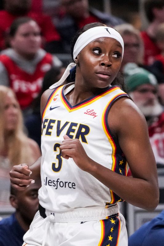 Indiana Fever guard Raven Johnson (3) runs down the court Thursday, April 30, 2026, during the first half of a preseason game between the Indiana Fever and the Dallas Wings at Gainbridge Fieldhouse in Indianapolis.