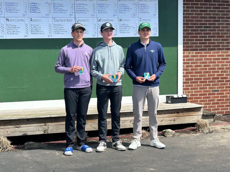 Cathedral senior and Butler golf recruit Johnny Leaman, far right, placed second at the Kent Frandsen Invitational on Saturday, May 2.