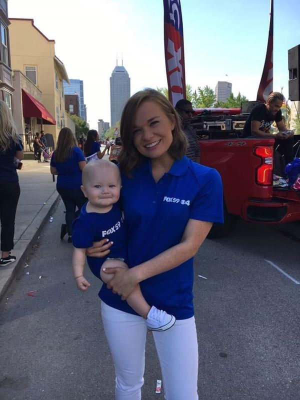 Sullivan with her son, Allen, in 2019. Sullivan was the Indiana statehouse reporter for FOX 59 and CBS 4 from 2019 to 2021.