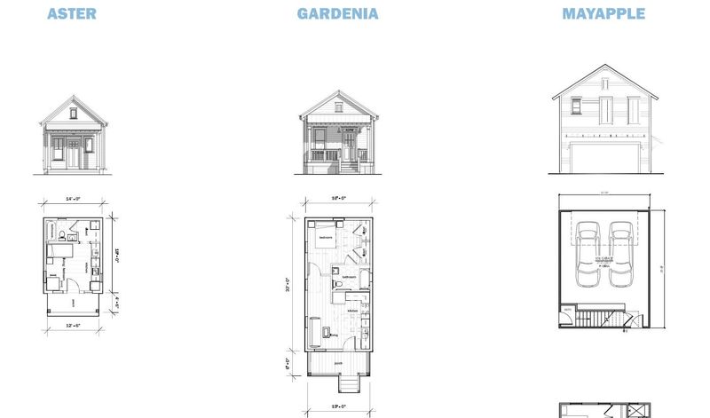 Renderings of some of the homes proposed for the new Hopewell neighborhood.