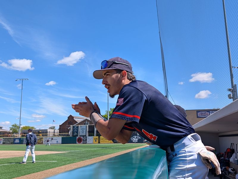 North Montgomery baseball junior Aiden Ambriz-Cruz gets excited during a game in the 2026 season.