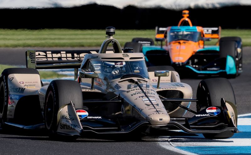 Meyer Shank Racing w/Curb Agajanian driver Felix Rosenqvist (60) moves through a turn Friday, May 8, 2026, during practice for the Sonsio Grand Prix at Indianapolis Motor Speedway.