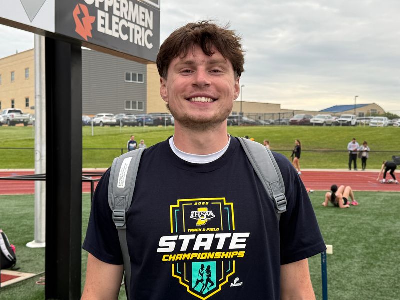 Harrison senior Jacob Schwartz set a Sagamore Conference record in the long jump on Friday, May 8, 2026 with a leap of 23 feet, 3 inches.