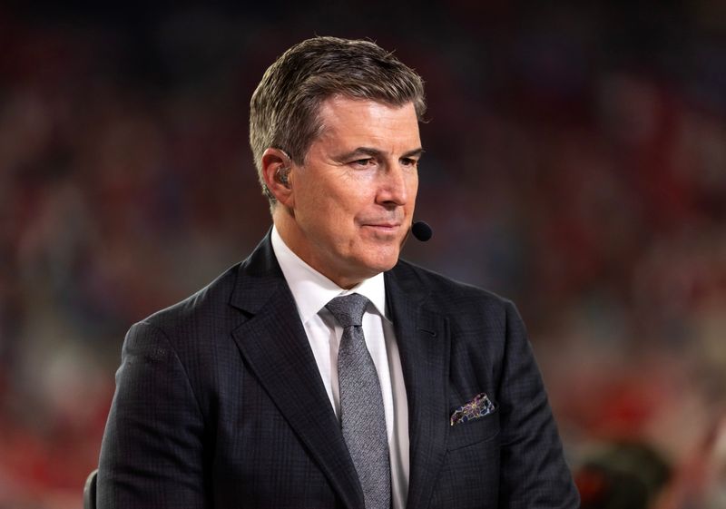 Jan 8, 2026; Glendale, AZ, USA; ESPN personality Rece Davis during 2026 Fiesta Bowl and semifinal game of the College Football Playoff at State Farm Stadium. Mandatory Credit: Mark J. Rebilas-Imagn Images