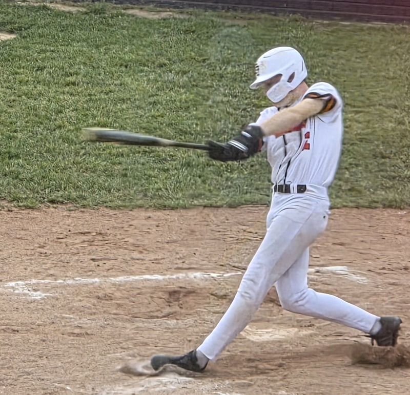Eastern Greene's Saxton Pennycuff bats against Bloomfield in their baseball game at Eastern Greene on Friday, May 8, 2026.