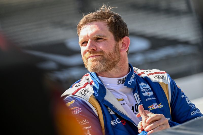 Dreyer and Reinbold Racing driver Conor Daly (23) prepares to get in his car Tuesday, May 12, 2026, during practice for the 110th running of the Indianapolis 500 at Indianapolis Motor Speedway.
