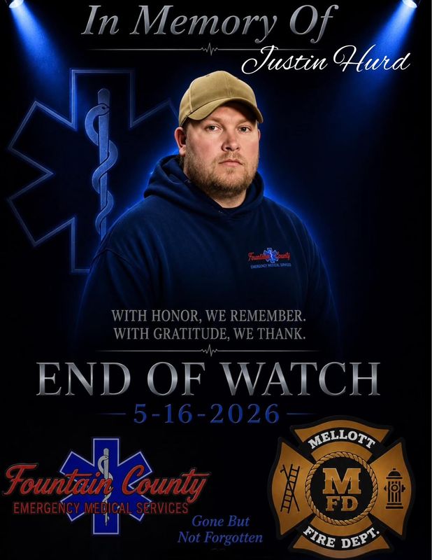 The Mellott Fire Department honors Justin Hurd, a volunteer firefighter and EMT who was killed in a motorcycle crash Friday.