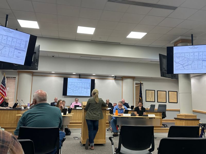 Rural Tippecanoe County resident Ashley Perry addresses the Area Plan Commission over concerns regarding nearby subdivision, Greystone.