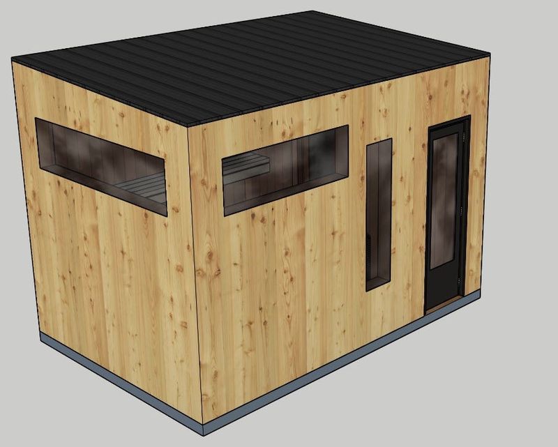 The rendering of a sauna that may be used for a business being planned for the former Small Favors location.